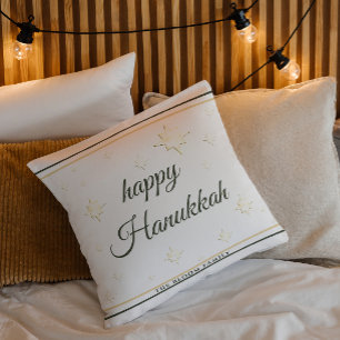 Coussin Étoiles d'or   Bonne Hanoukka   Nom personnalisé