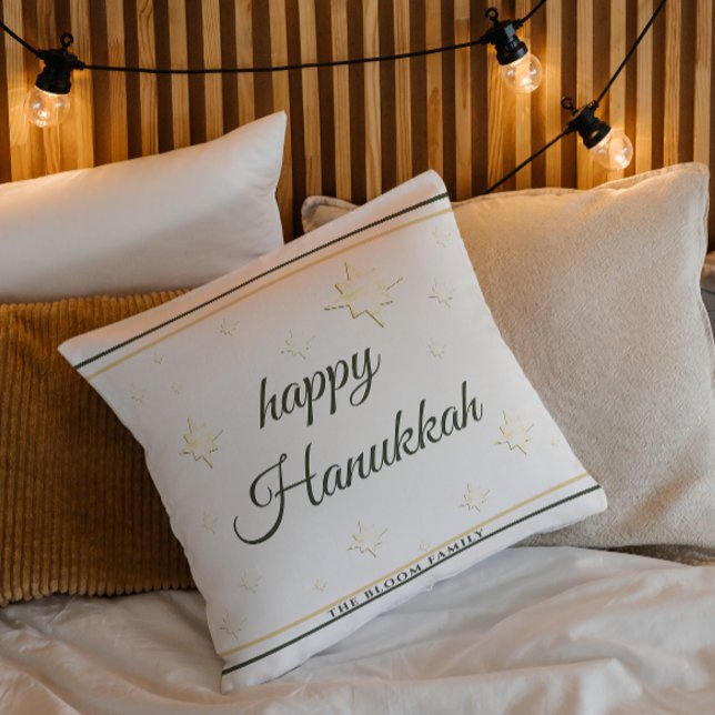 Coussin Étoiles d'or | Bonne Hanoukka | Nom personnalisé (Créateur téléchargé)