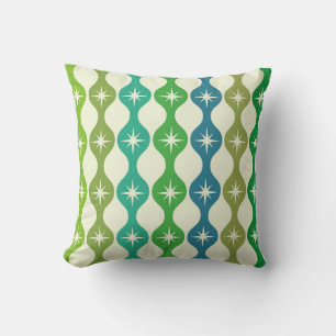 Coussin Étoiles du milieu du siècle sur fond de motif ogee