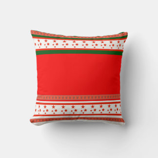 Coussin Étoiles Écarlates – Géométrique Rouge, Vert & Ivoi
