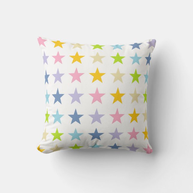 Coussin Étoiles en pastel d'arc-en-ciel (Recto)