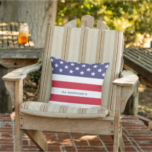 Coussin Étoiles et bandes Fête de l'Indépendance 4 juillet