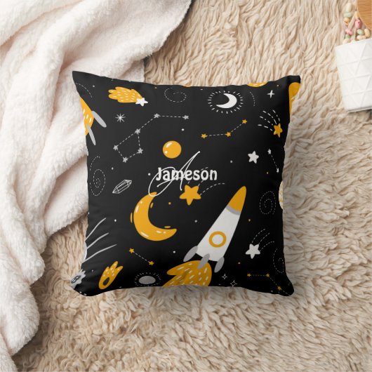 Coussin Etoiles et Lune Rocket spatiale (Couverture)