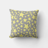 Coussin Étoiles et lunes gris et jaunes (Recto)