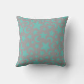 Coussin Étoiles et lunes grises et Turquoises (Verso)