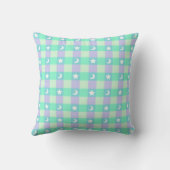 Coussin Étoiles et Lunes Mignonnes sur Fond Sarcelle (Verso)