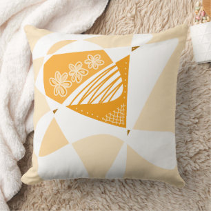 Coussin Étoiles Et Rayures Abstraites : Caramel Blanc