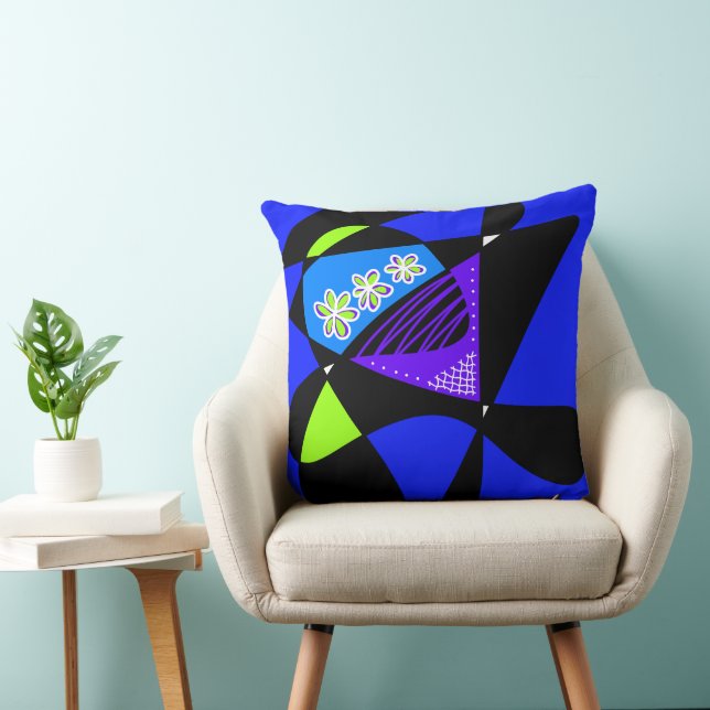 Coussin Étoiles Et Rayures Abstraites : Vert Lilac Bleu No (Chaise)