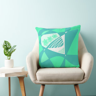 Coussin Étoiles Et Rayures Abstraites : Vert Turquoise Bla