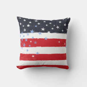 Coussin Étoiles et rayures de Grunge Patriotique