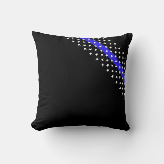 Coussin Étoiles et rayures de police de la Ligne Bleue Min (Recto)