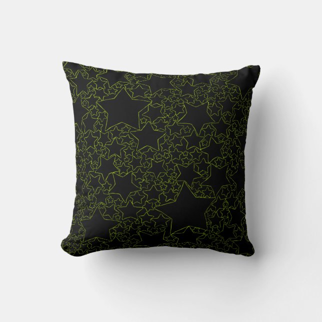 Coussin Étoiles, Étoiles, Étoiles - Vert citron (Recto)