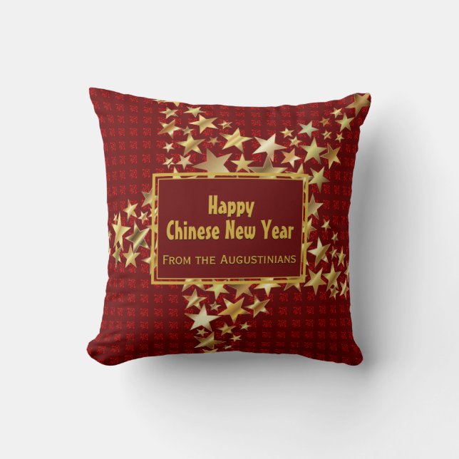 Coussin ÉTOILES FESTIVES Nouvel An Chinois Personnalisé RE (Recto)