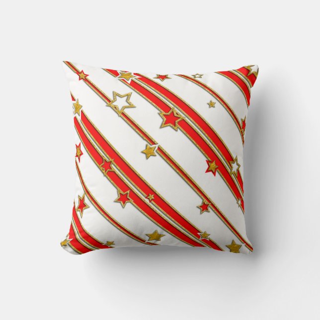 Coussin Etoiles & Grilles Motif or rouge + vos idées (Recto)