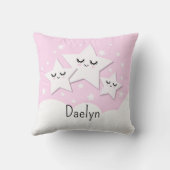 Coussin Étoiles mignonnes et nuages dans les enfants roses (Verso)