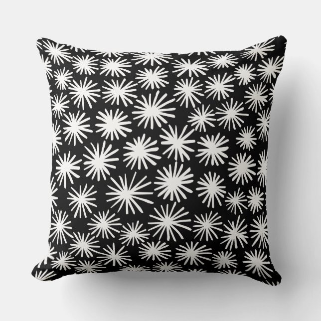 Coussin Étoiles Motif - Blanc sur noir (Recto)