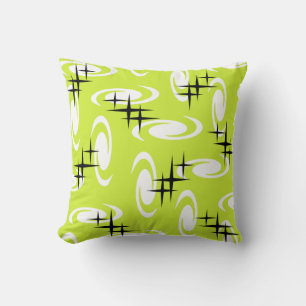 Coussin Étoiles Motif Chartreuse rétro à l'âge atomique