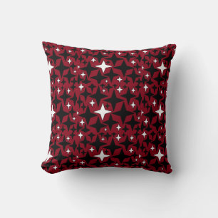Coussin Étoiles Noir n Blanc w Arrière - plan rouge