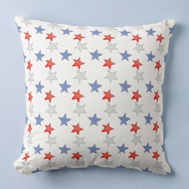 Coussin Étoiles Patriotique Rouge Blanc Bleu (Créateur téléchargé)