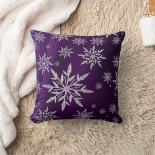 Coussin Étoiles pourpres de Noël avec le cristal de glac