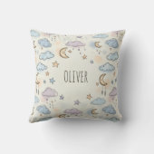 Coussin Étoiles rêveuses, lunes et nuages ​​duveteux  (Verso)