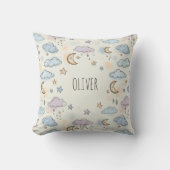 Coussin Étoiles rêveuses, lunes et nuages ​​duveteux  (Recto)