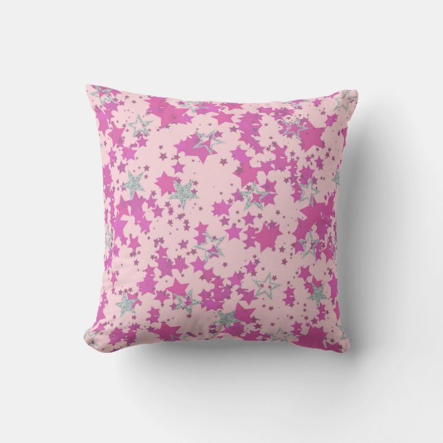 Coussin étoiles rose et argent (Recto)