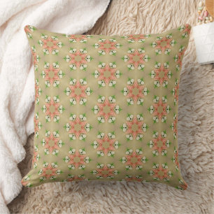 Coussin Étoiles roses avec design vert Motif Kaleidoscope
