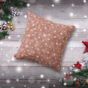 Coussin Étoiles roses de Parties scintillant d'or Snowflak