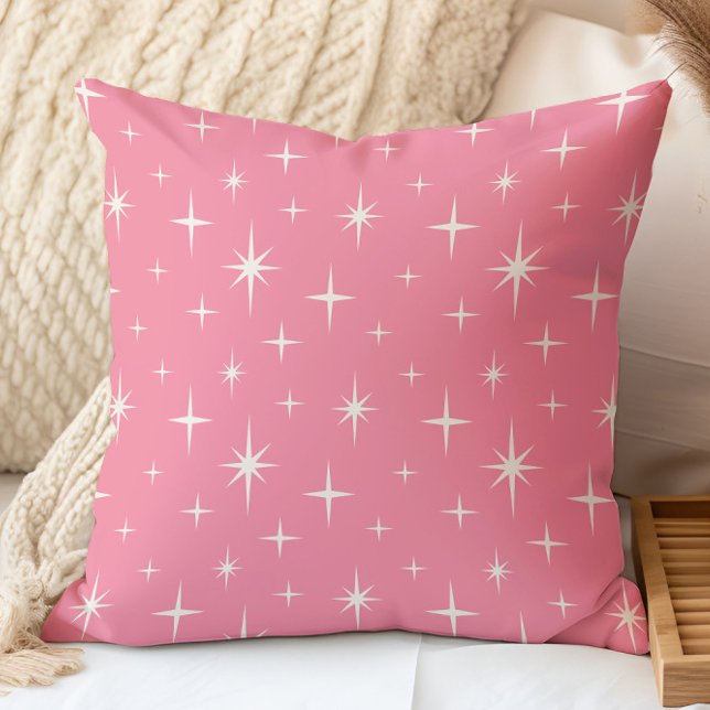 Coussin Étoiles roses milieu du siècle moderne éclatement  (Créateur téléchargé)