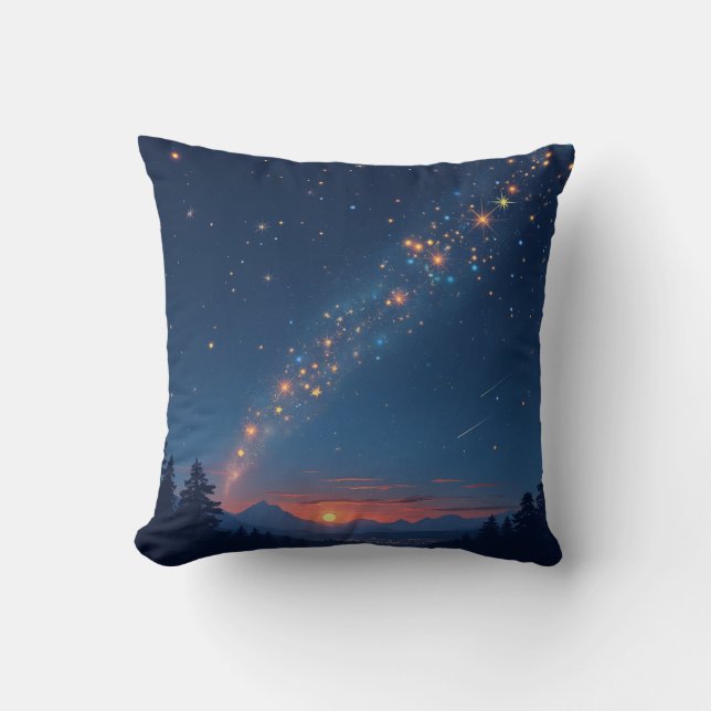 Coussin étoiles scintillantes et ciel fantastique (Recto)