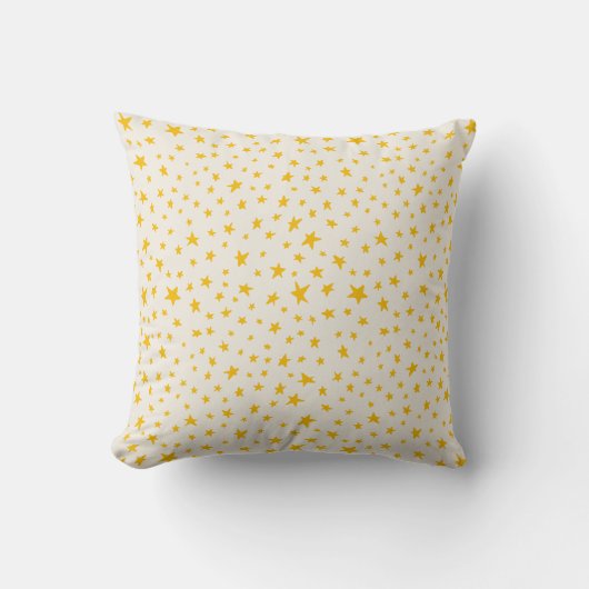 Coussin Étoiles scintillantes jaune doré et crème (Recto)