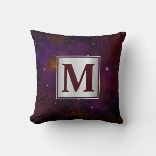 Coussin Étoiles scintillantes sur fond spatial rouge foncé