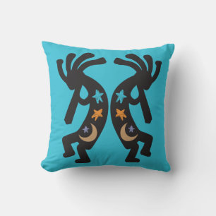 Coussin Étoiles turquoises et Lune Kokopelli Lance Oreille