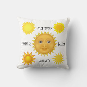 Coussin Étonnant Joyeux Soleil Faisant Face Jaune brillant