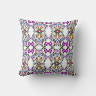 Coussin Étonnant look de dentelle de fleurs rose