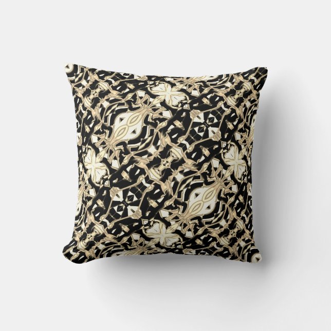 Coussin Etrange miroir beige et noir, un fonds clair (Recto)