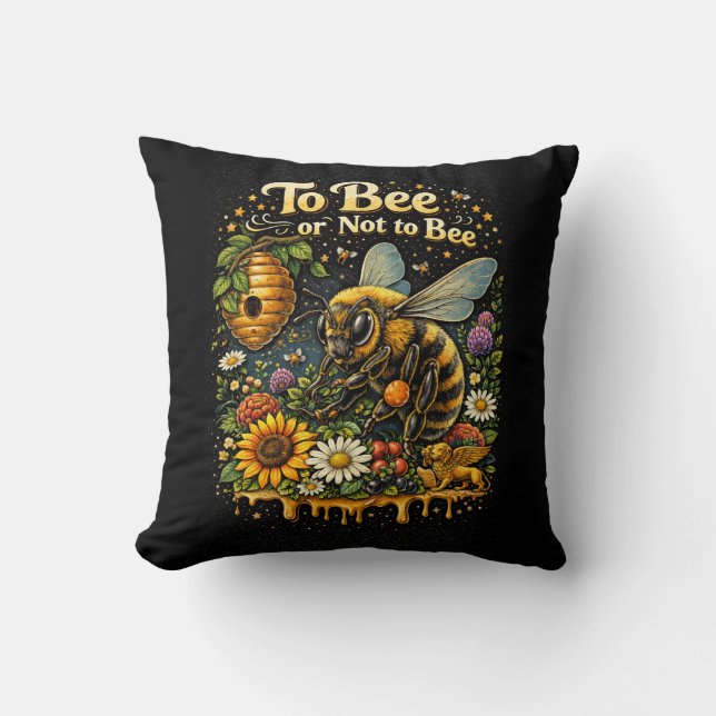 Coussin Être ou ne pas être abeille (Recto)