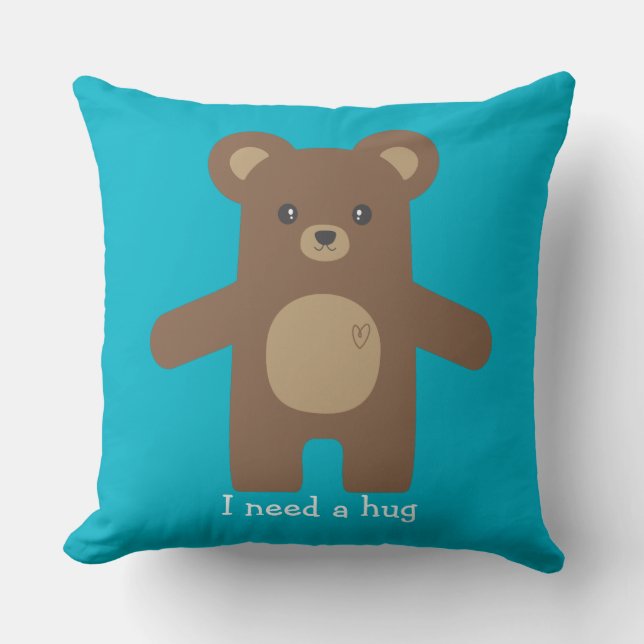 Coussin Étreinte d'ours Brown mignonne (Recto)