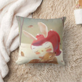 Coussin Étreinte forestière : Fille lapin serrant un petit (Couverture)