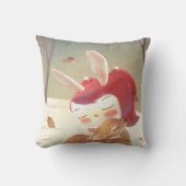 Coussin Étreinte forestière : Fille lapin serrant un petit (Recto)