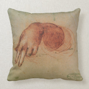Coussin Étude d'une main (craie rouge sur le papier)