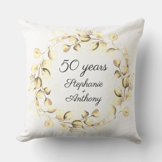 Coussin Eucalyptus 50e anniversaire de mariage (Recto)