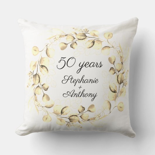 Coussin Eucalyptus 50e anniversaire de mariage de diamant (Recto)