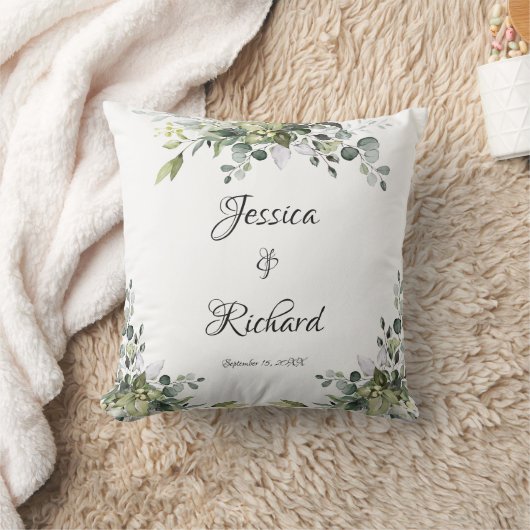 Coussin Eucalyptus Aquarelle Mariage lancer l'oreiller (Couverture)