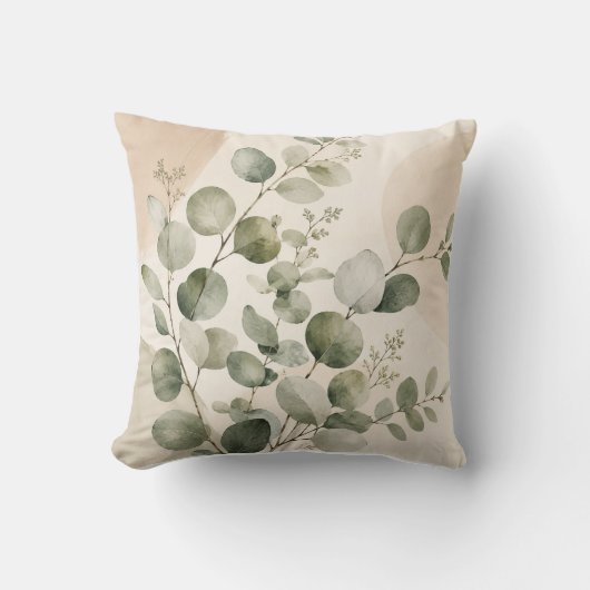 Coussin Eucalyptus Botanical Leaves Decorative Pillow (Recto)