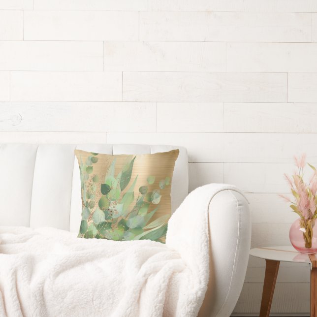 COUSSIN EUCALYPTUS EN OR BRUSHÉ (Canapé)