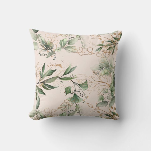 Coussin Eucalyptus moderne Blush Premium Lecteur vert (Recto)