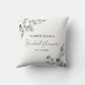Coussin Eucalyptus verdure écriture Baby Shower de mariage (Verso)