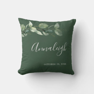 Coussin Eucalyptus Verdure Écriture Botanique Enterrement 